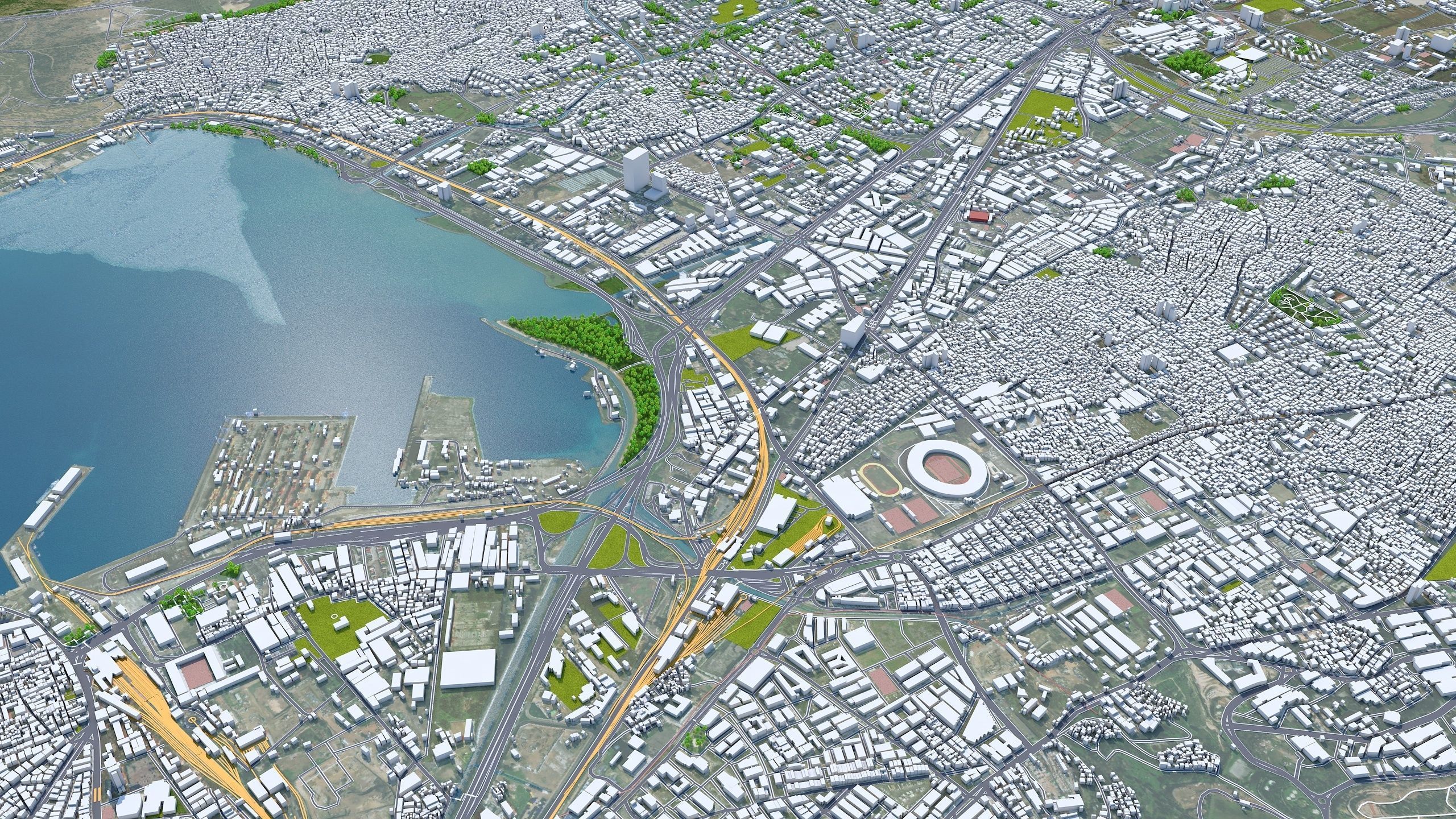 Izmir City in Turkey Low-poly 3D model_2