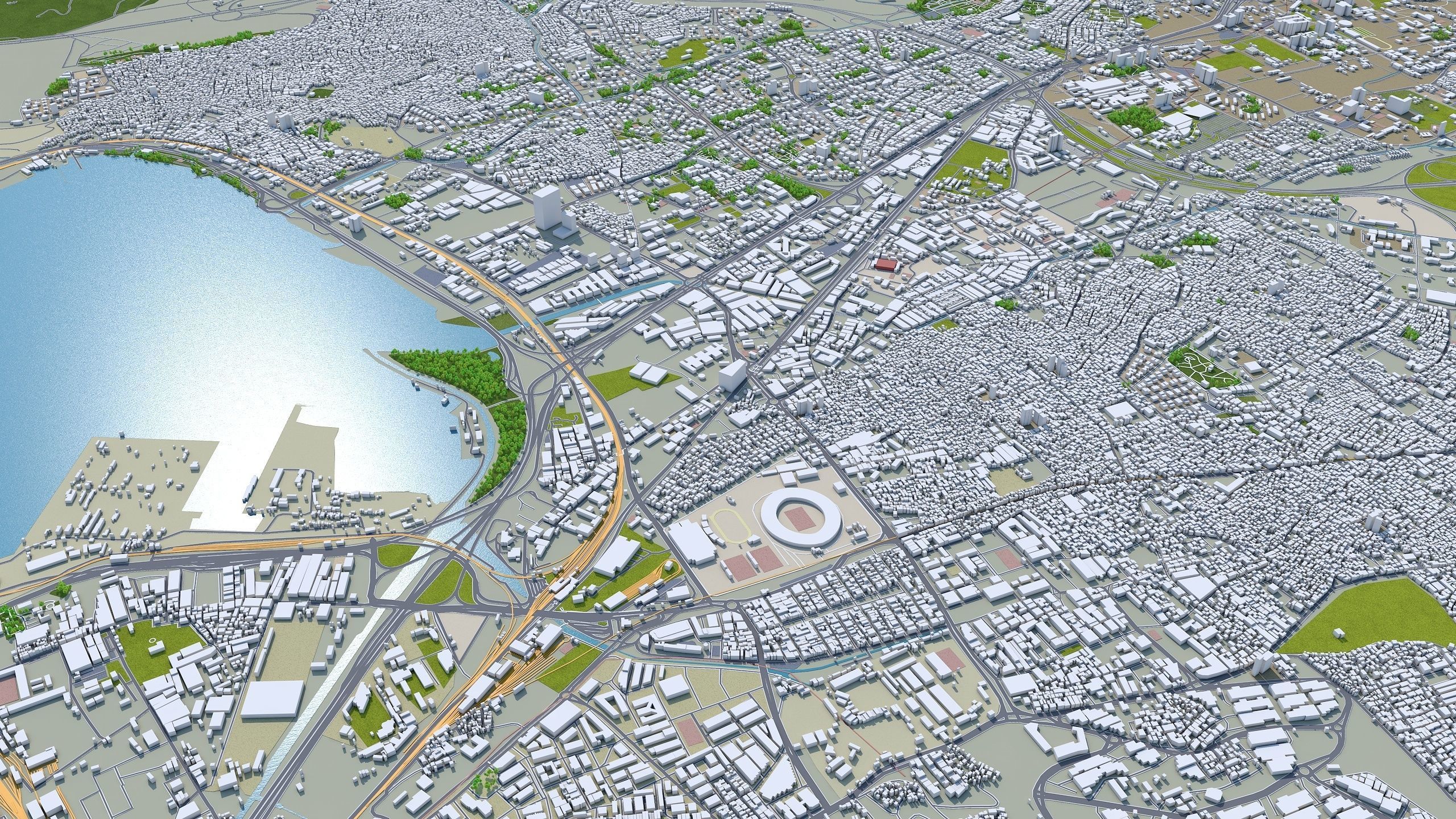 Izmir City in Turkey Low-poly 3D model_6