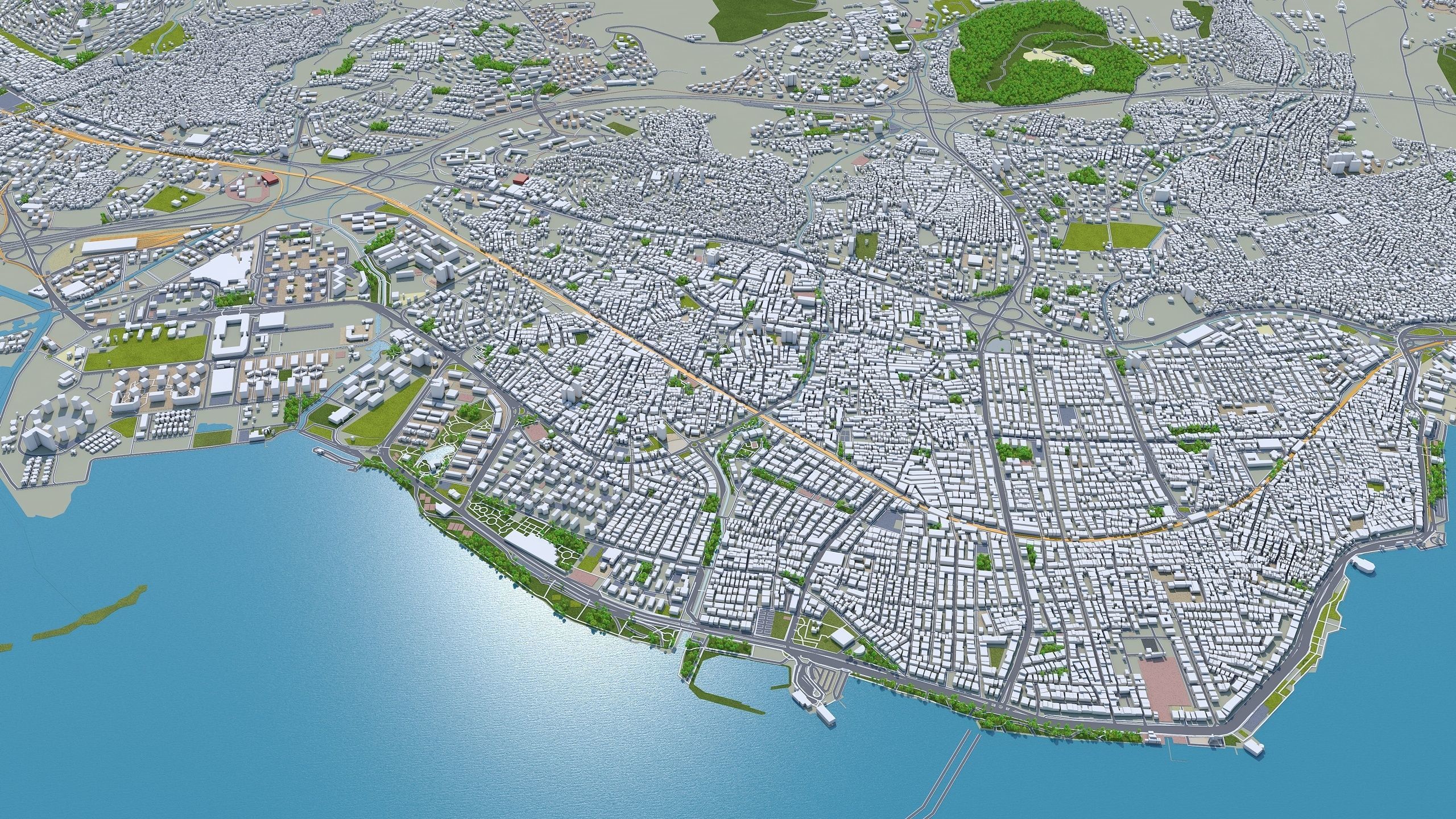Izmir City in Turkey Low-poly 3D model_13