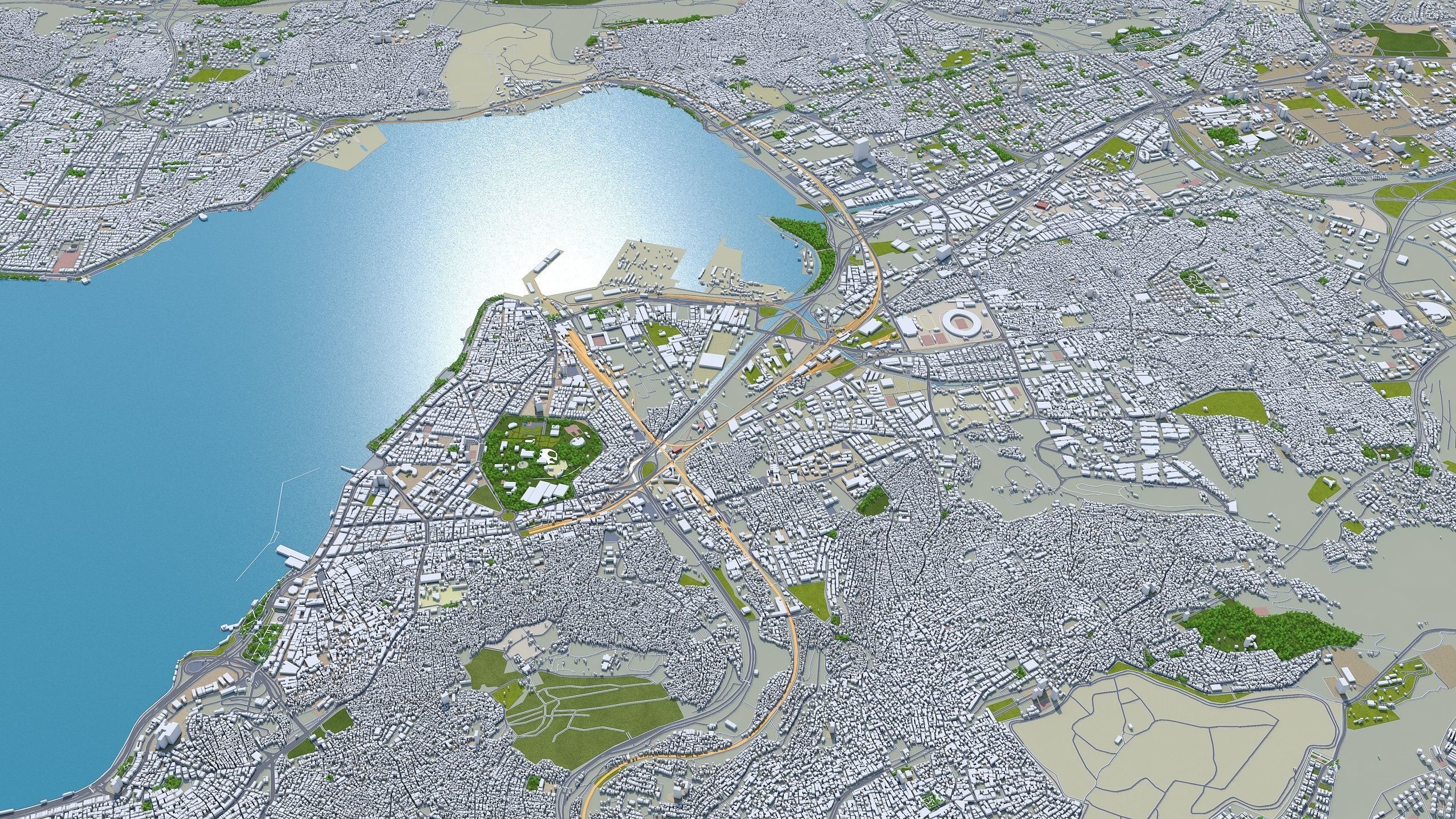 Izmir City in Turkey Low-poly 3D model_7