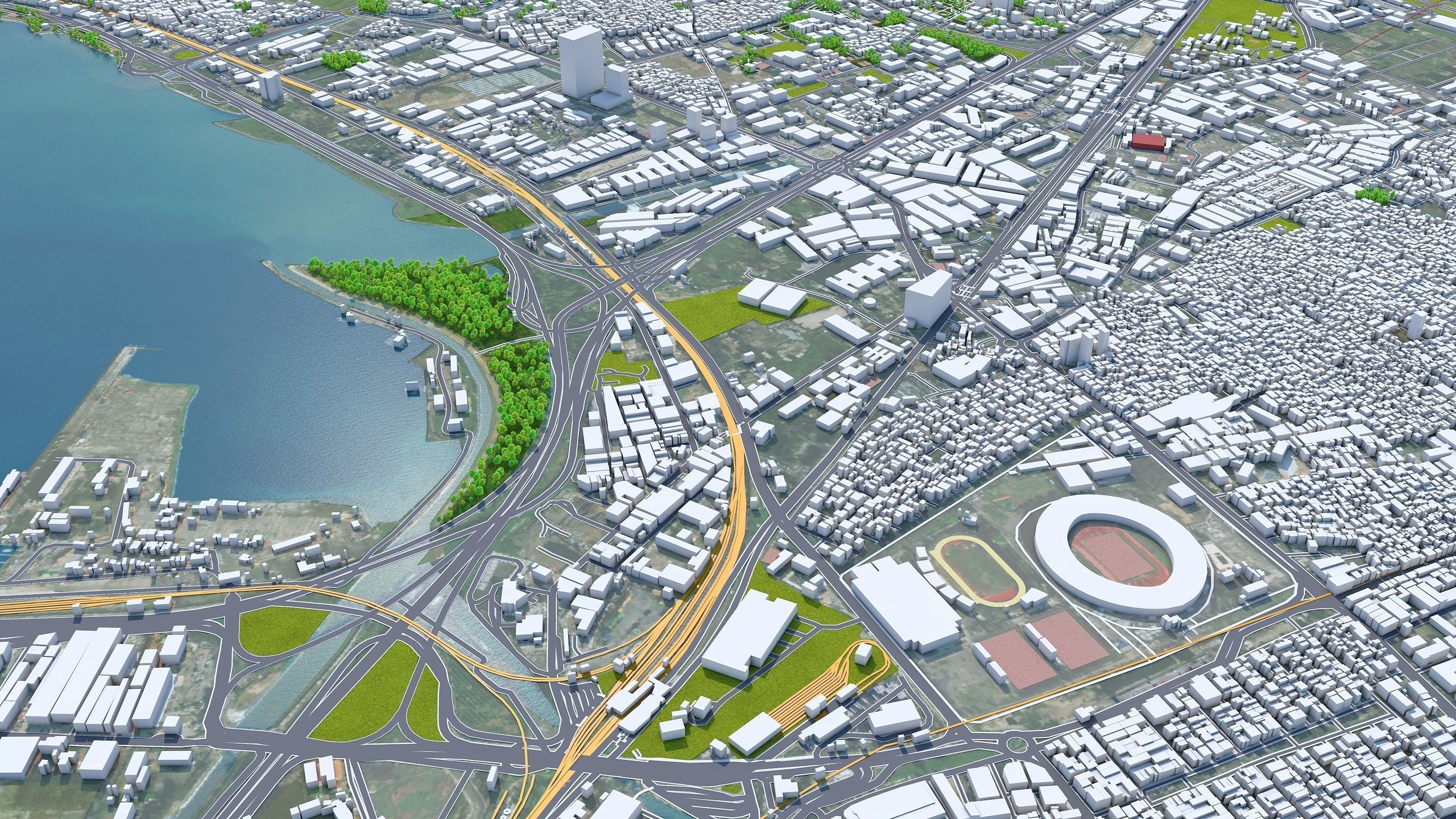 Izmir City in Turkey Low-poly 3D model_1