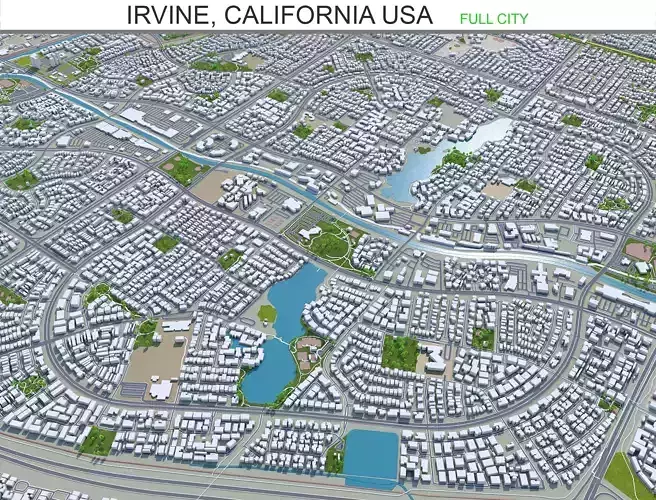 Irvine City in California USA 30Km Low-poly 3D model