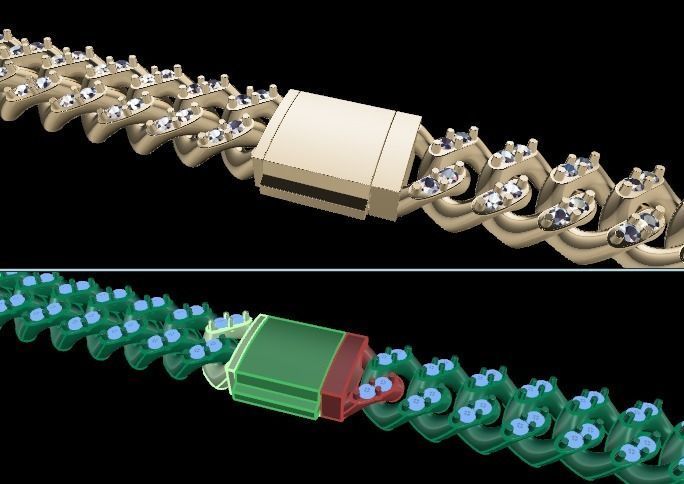 Cuban Diamond Chain Bracelet Necklace Link SIZE 6MM Width 3D print model_3