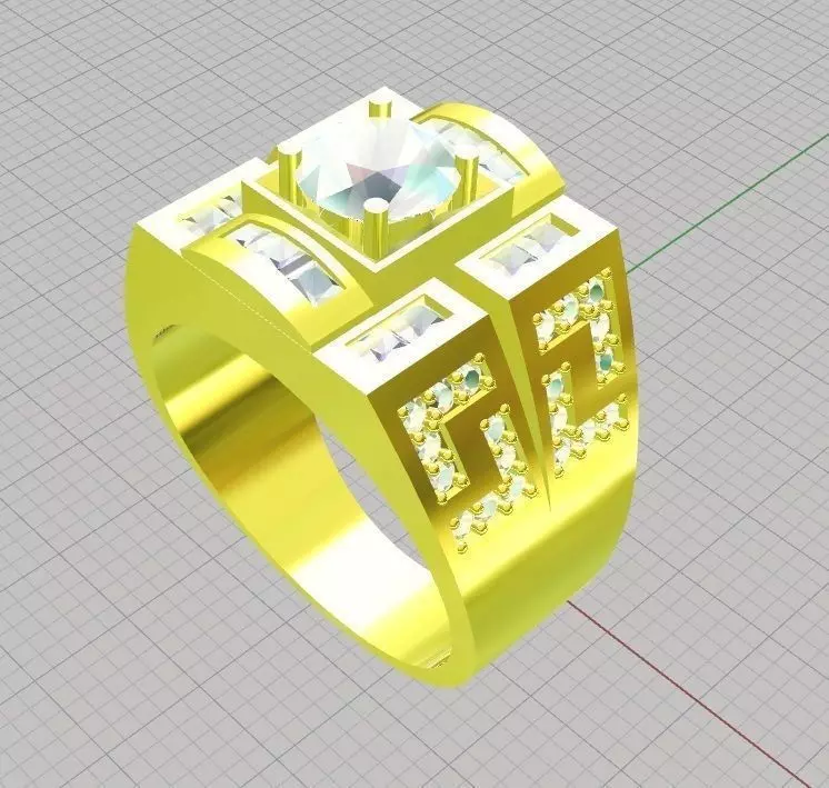 Ring men diamond 3D print model_0