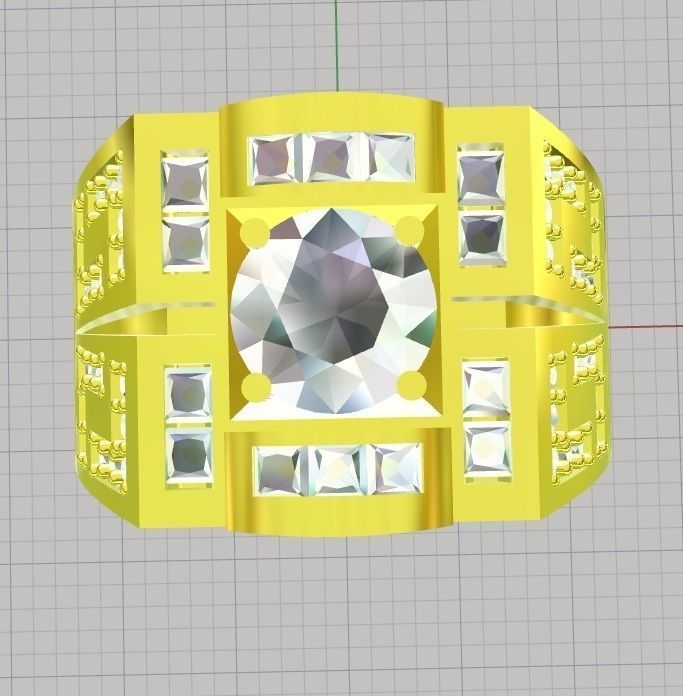 Ring men diamond 3D print model_1