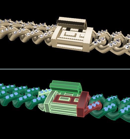 Cuban Diamond Chain Bracelet Necklace Link SIZE 8MM Width 3D print model_1