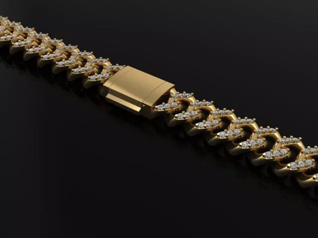 Cuban Diamond Chain Bracelet Necklace Link SIZE 8MM Width 3D print model_0