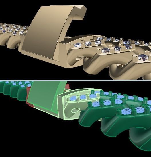 Cuban Diamond Chain Bracelet Necklace Link SIZE 8MM Width 3D print model_3