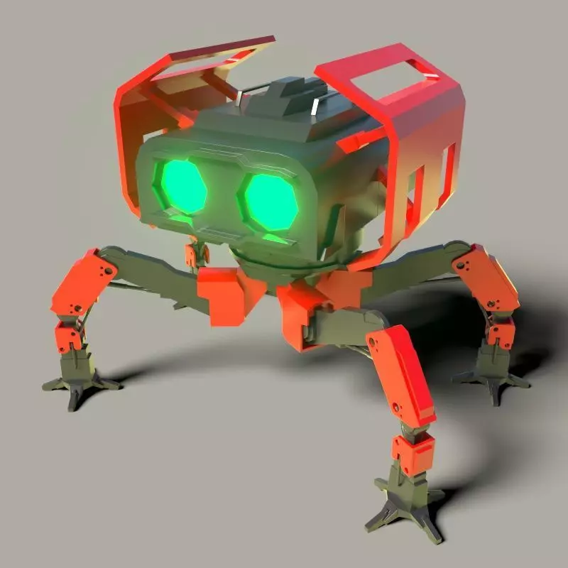 Robot orange with eyes Free 3D model_0