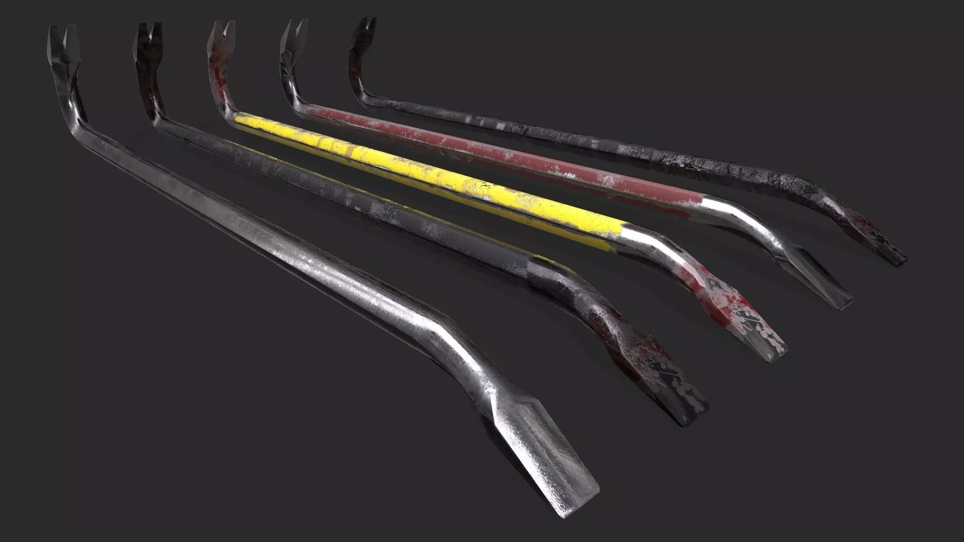 Crowbar five color options Low-poly 3D model_0