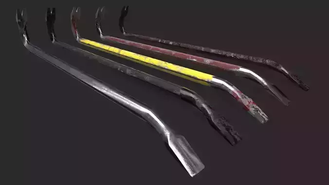 Crowbar five color options Low-poly 3D model