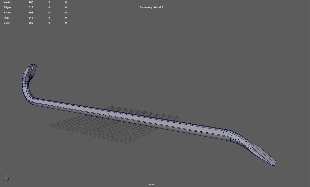 Crowbar five color options Low-poly 3D model_25