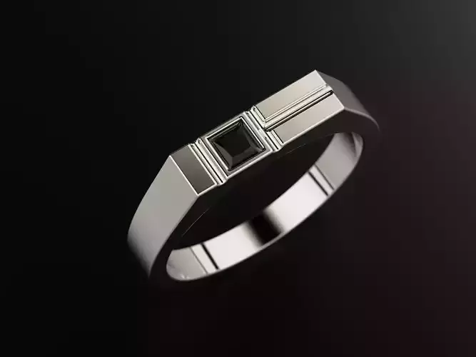 Mens signet gemstone square