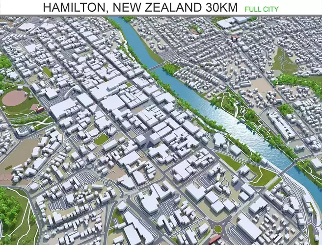 Hamilton City in New Zealand 30km