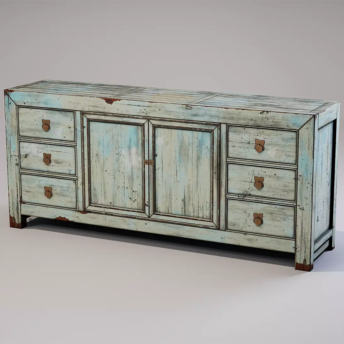 Cupboard chinese chest of drawers Low-poly 3D model