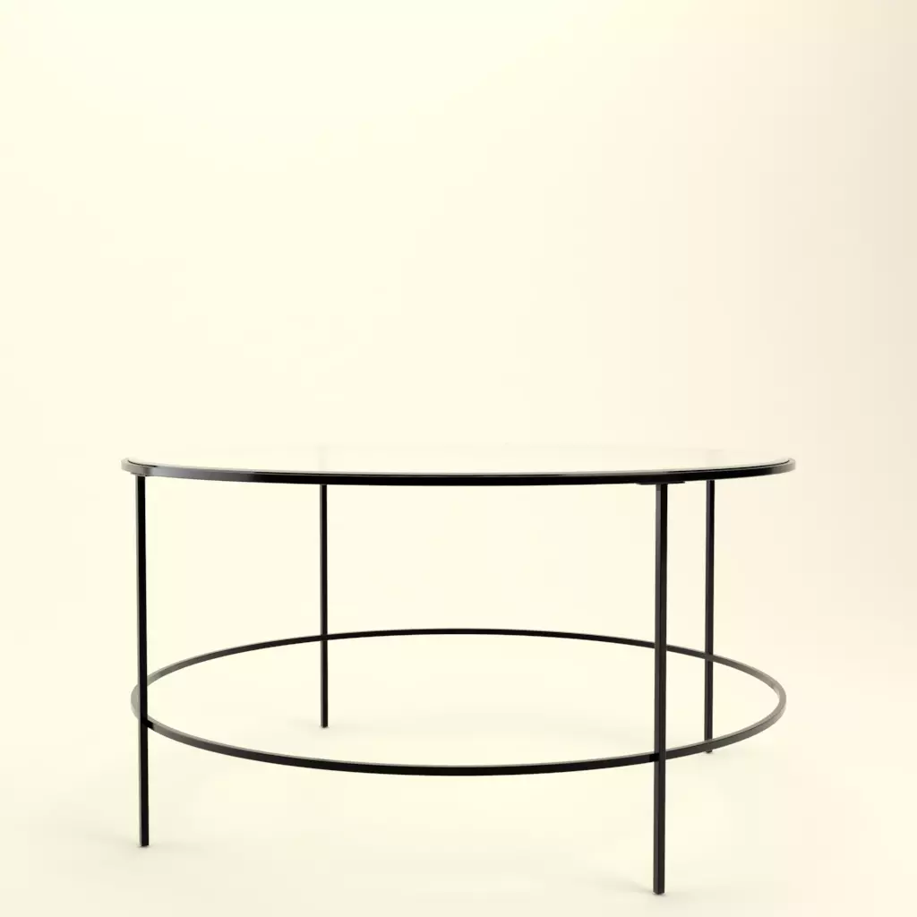 Glass Table with Metal Stand Round shape 3D model