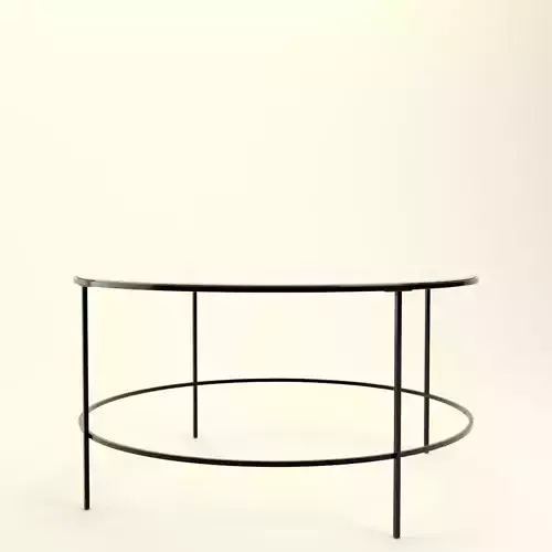 Glass Table with Metal Stand Round shape 3D model