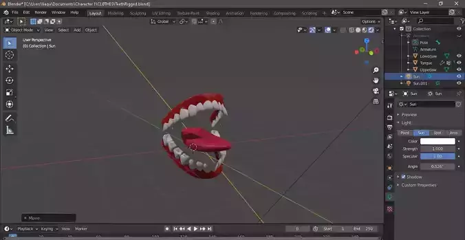 TeethTongue Rig Free low-poly 3D model