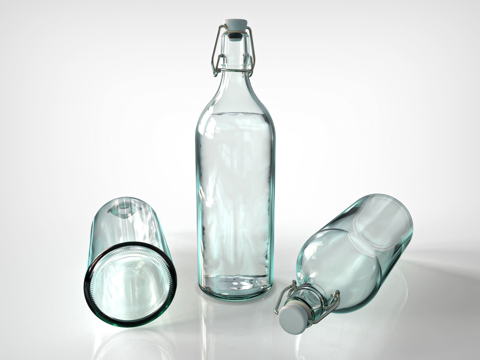 Vintage Glass Bottle and Classic Glass 3D model_1