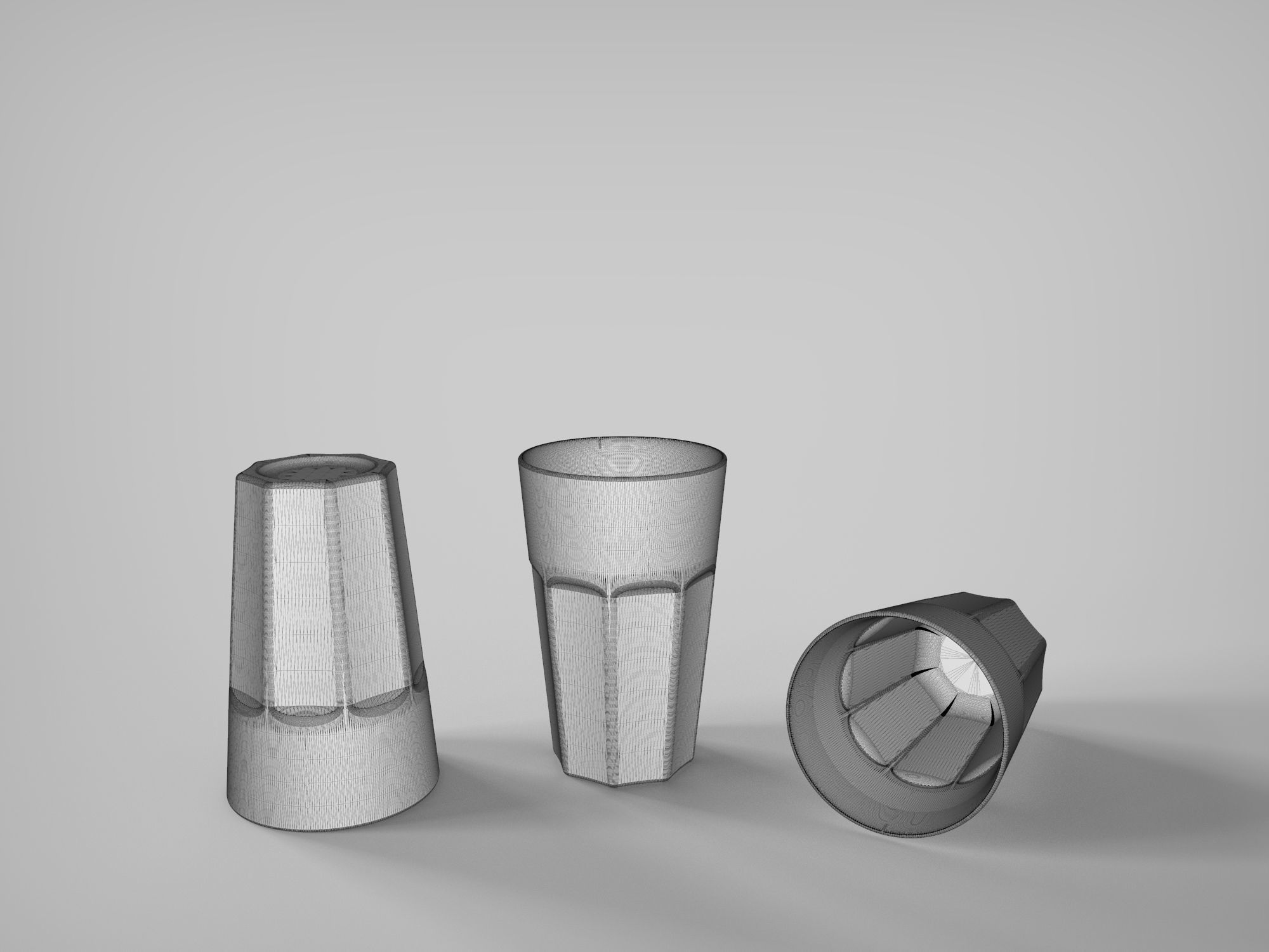 Vintage Glass Bottle and Classic Glass 3D model_7