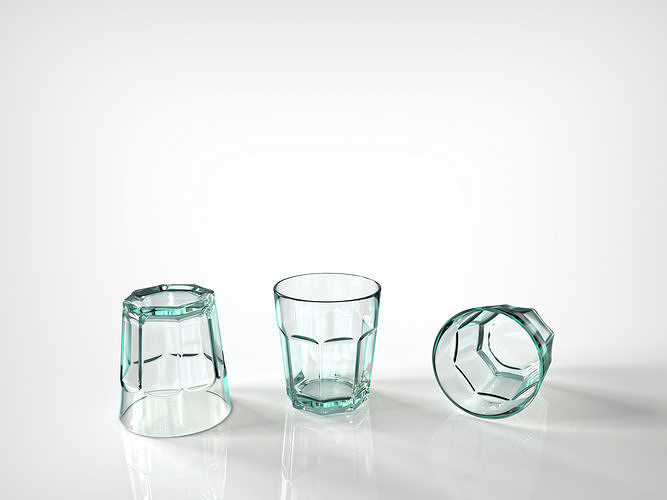 Vintage Glass Bottle and Classic Glass 3D model 5