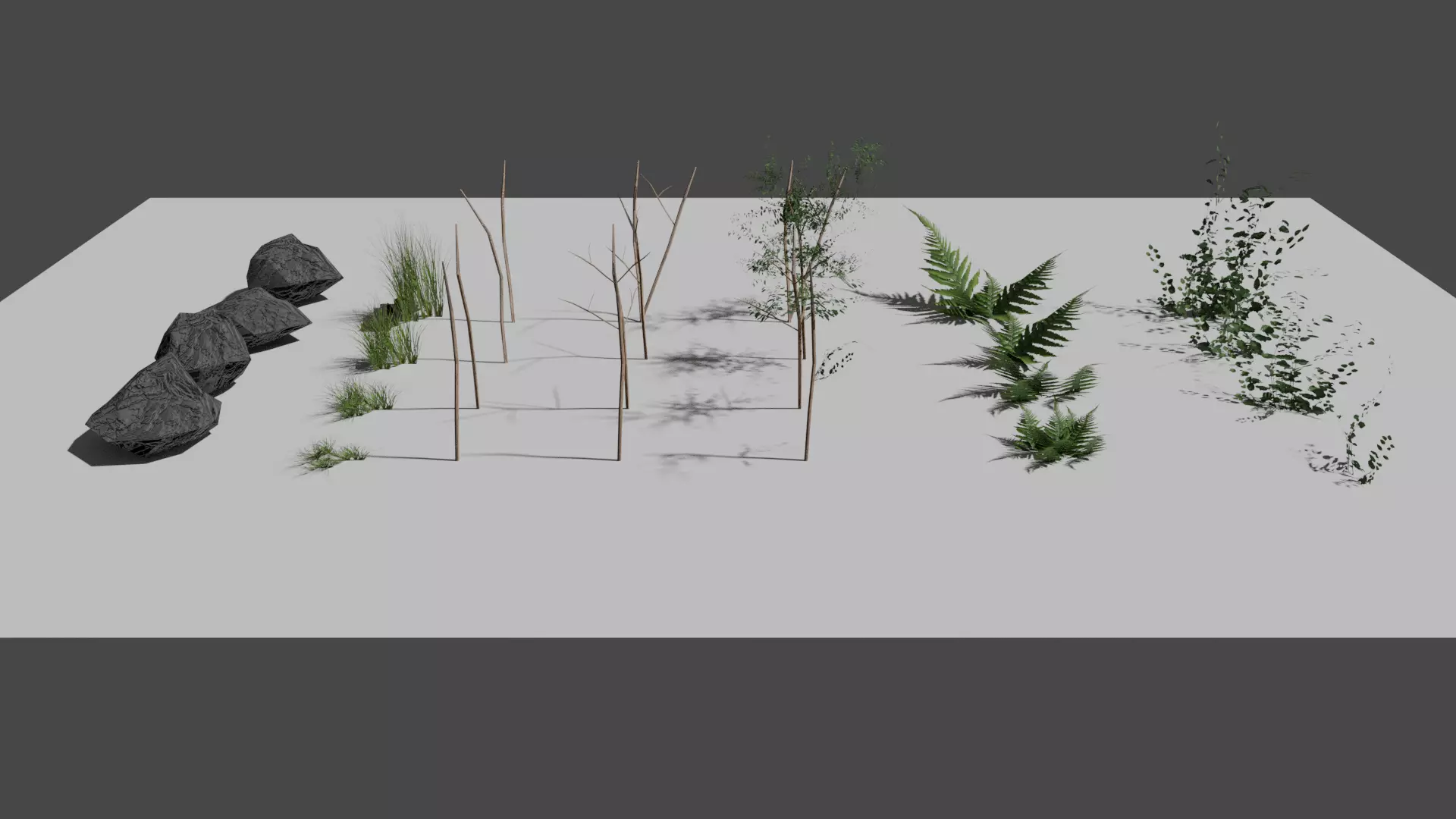 vegetation - plants and grass Low-poly 3D model