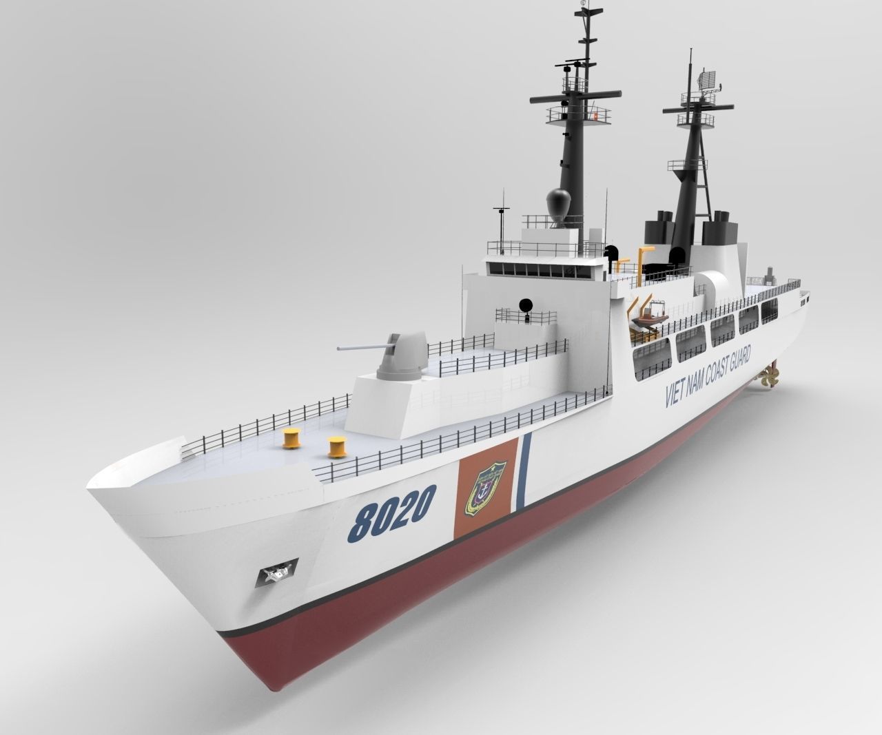Coast guard ship 3D model_1