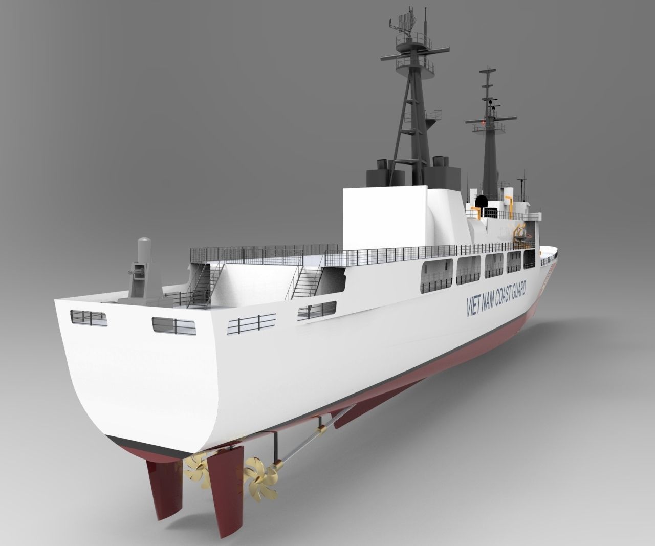 Coast guard ship 3D model_2