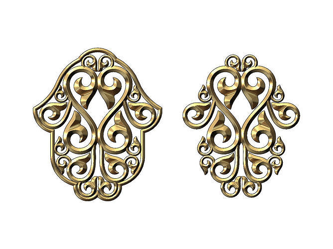 Floral Scroll Hand of Fatima hamsa  3D print model