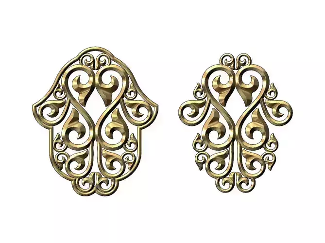 Floral Scroll Hand of Fatima hamsa  3D print model