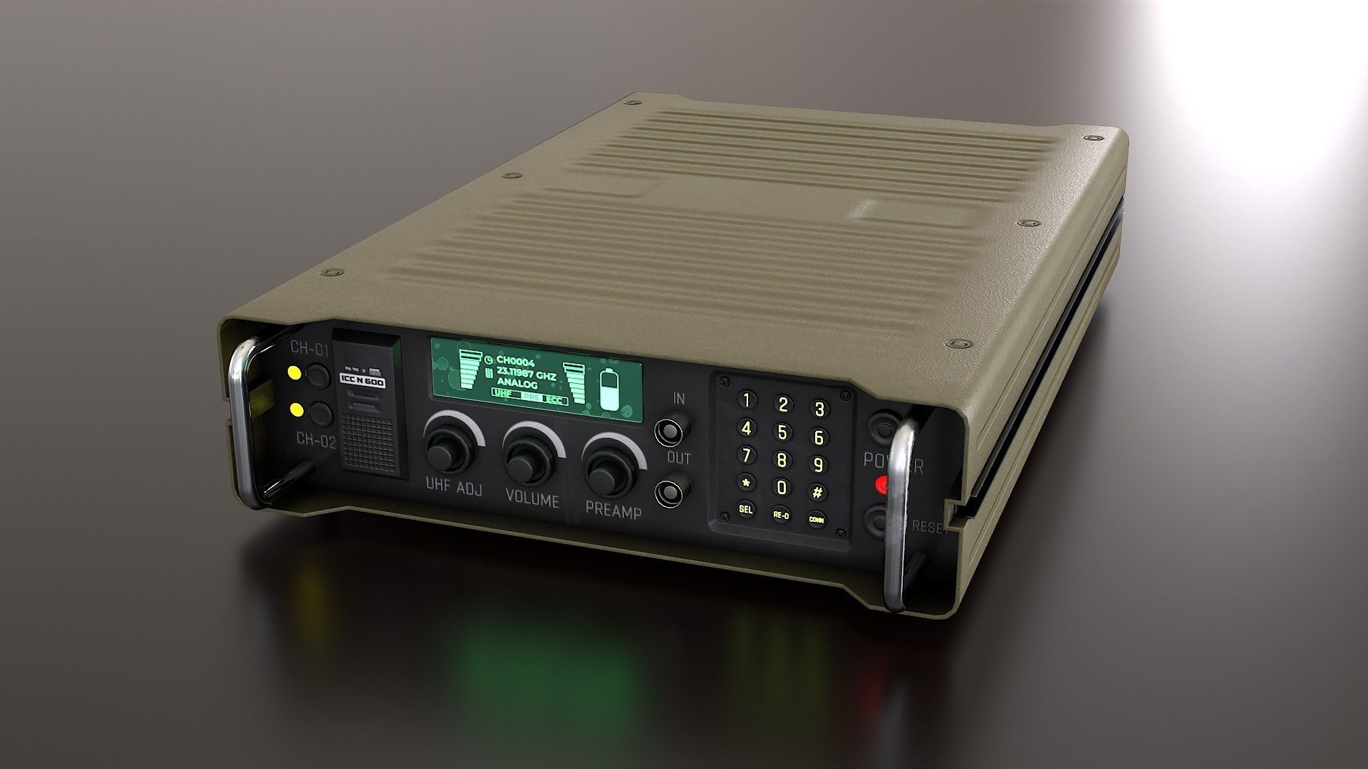 Military Radio Communication Device Low-poly 3D model_2