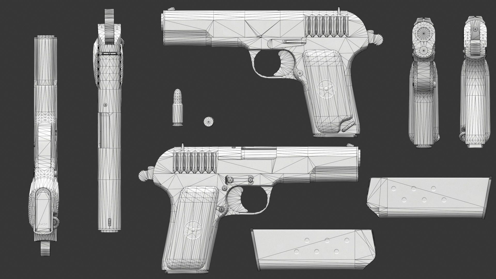 TT 33 Tokarev pistol Low-poly 3D model_6