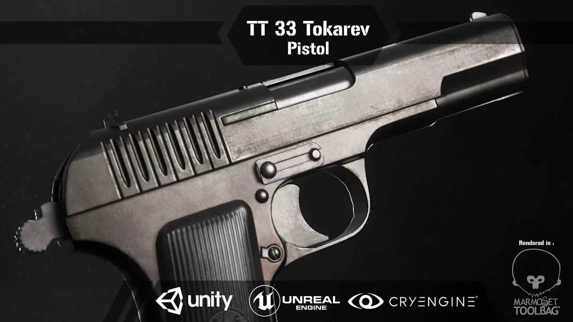 TT 33 Tokarev pistol Low-poly 3D model_0