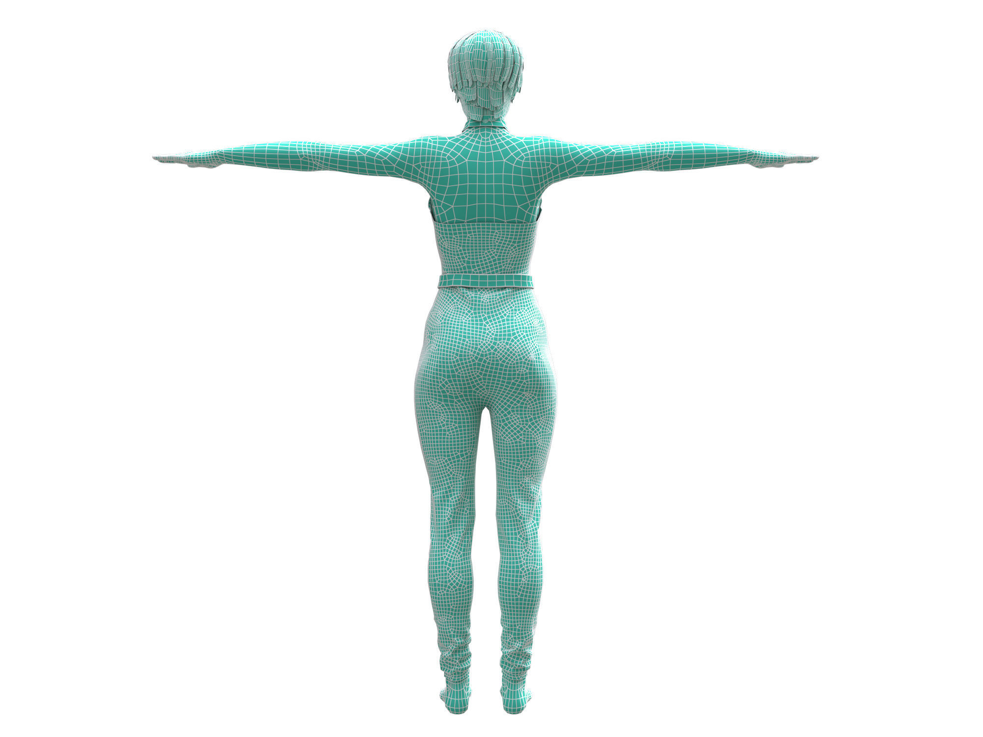 3d realistic female with  clothing jumpsuit 3D model_16