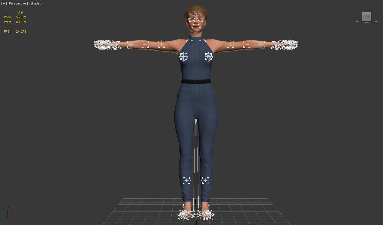 3d realistic female with  clothing jumpsuit 3D model_17