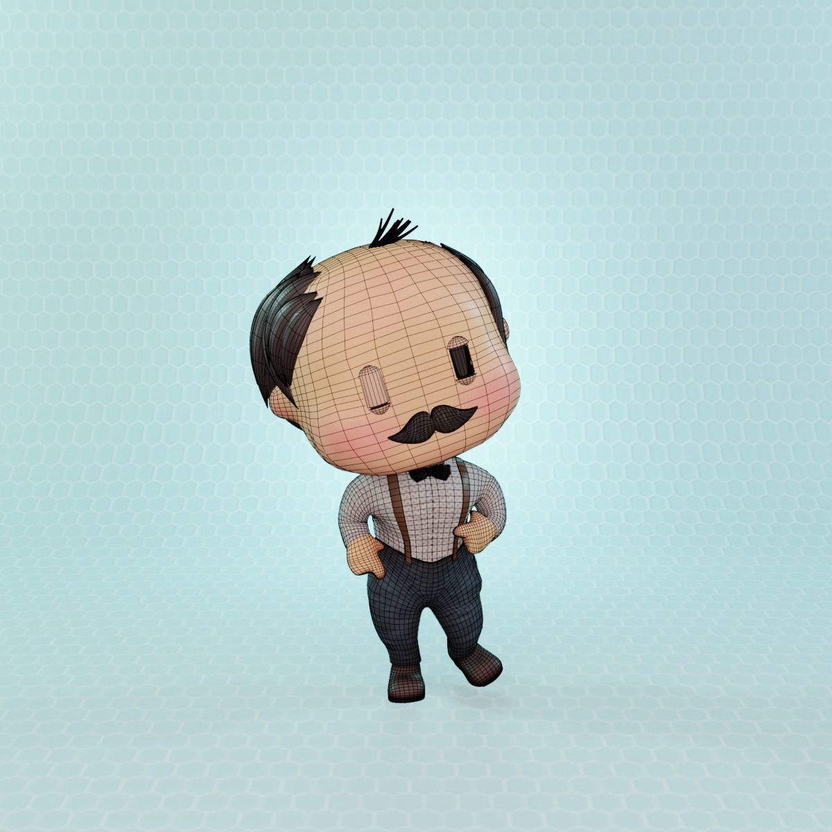 Cute civilian boys pack Low-poly 3D model_2