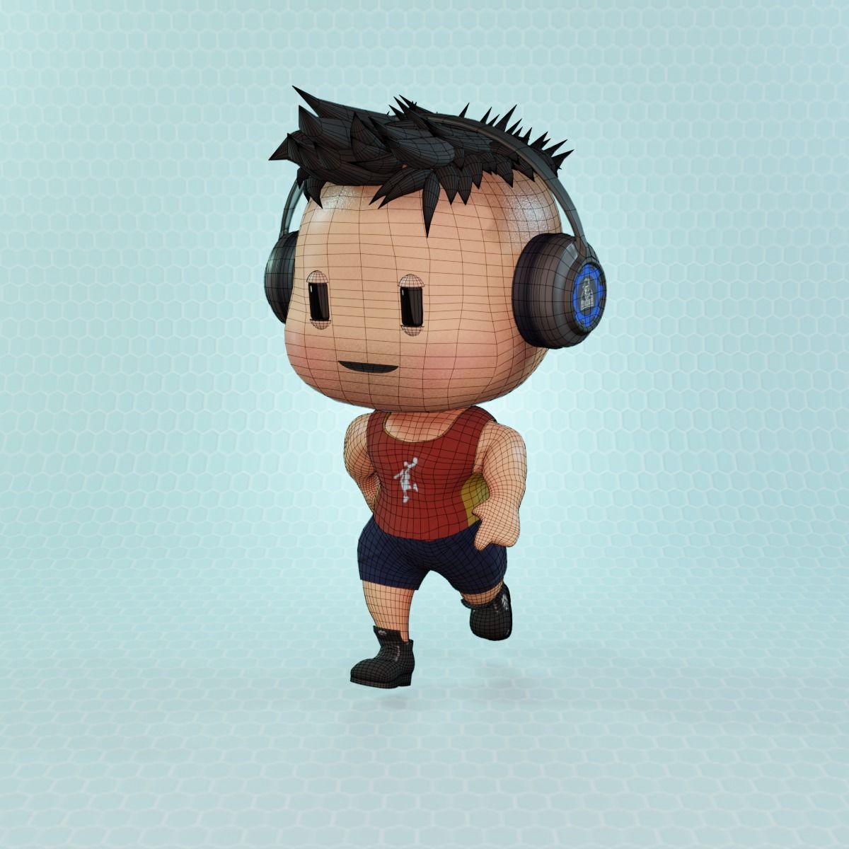 Cute civilian boys pack Low-poly 3D model_12