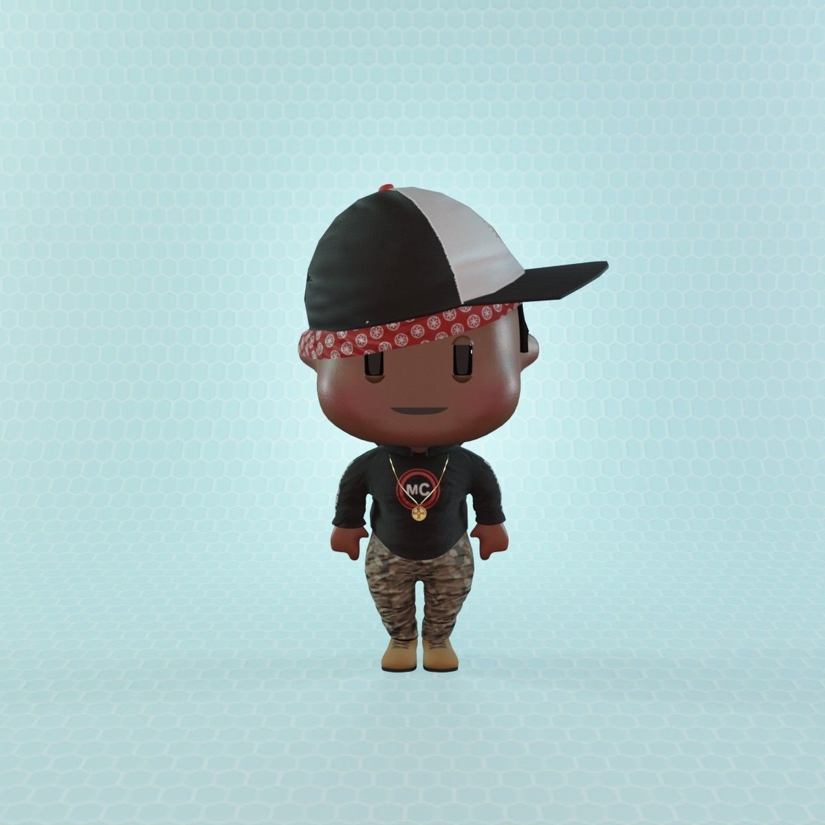 Cute civilian boys pack Low-poly 3D model_13