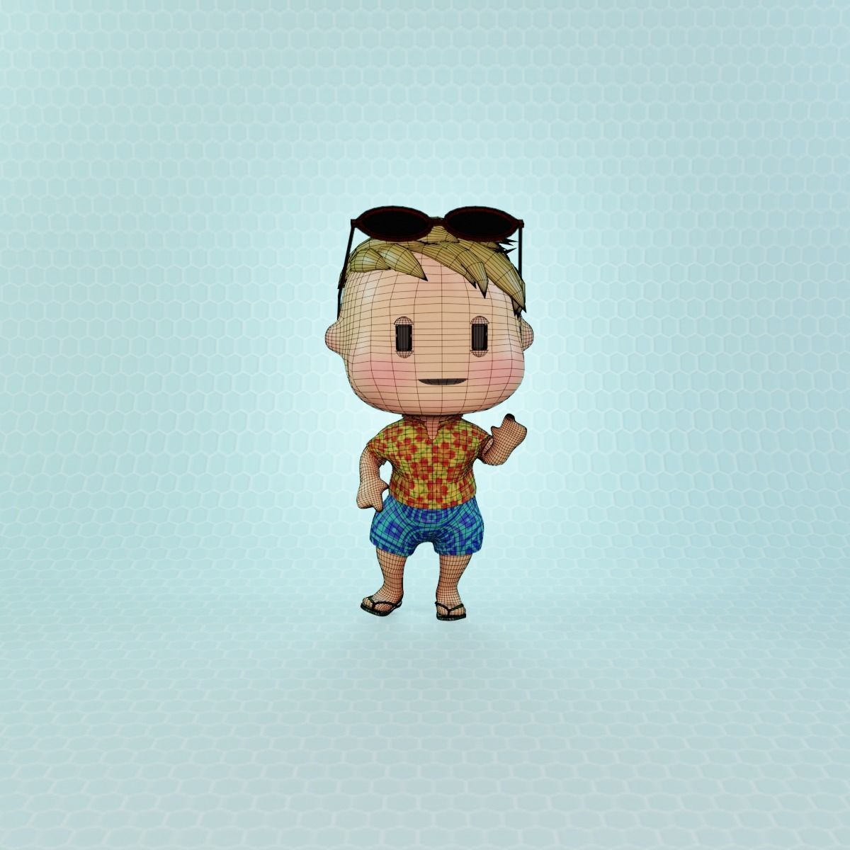 Cute civilian boys pack Low-poly 3D model_16