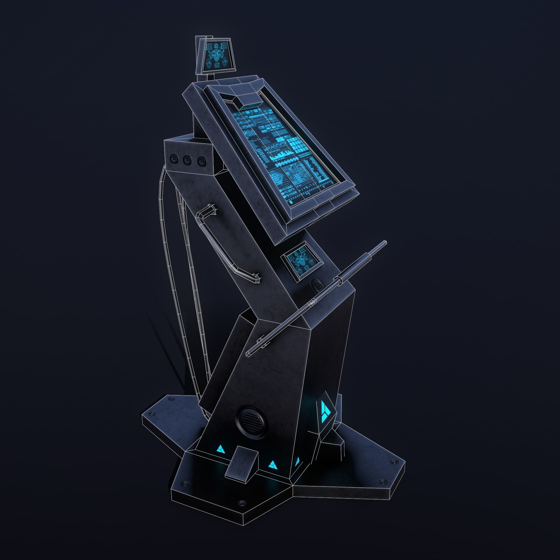 Sci-Fi Console-Computer Low-poly 3D model_8