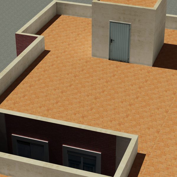 Building apartment with flat roof Low-poly 3D model_8