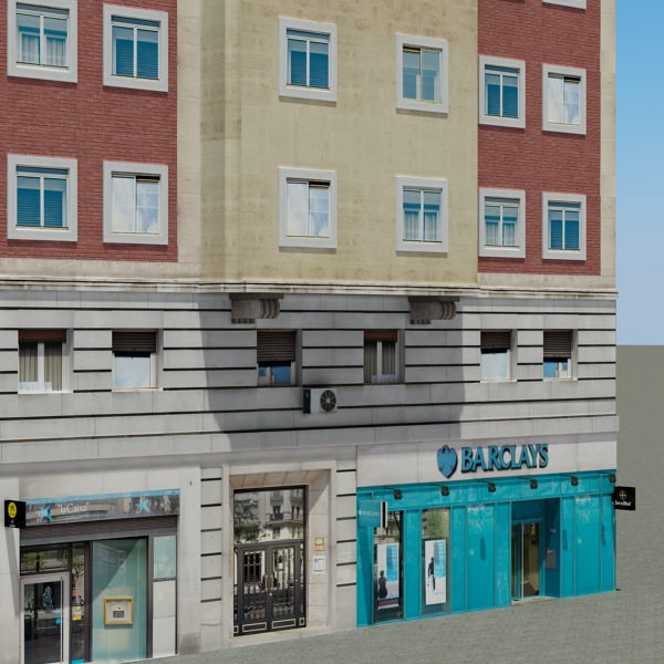 Building apartment with flat roof Low-poly 3D model_3