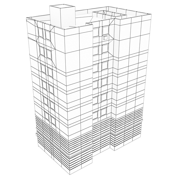 Building apartment with flat roof Low-poly 3D model_14