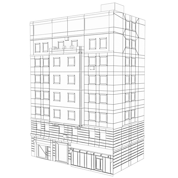 Building apartment with flat roof Low-poly 3D model_13