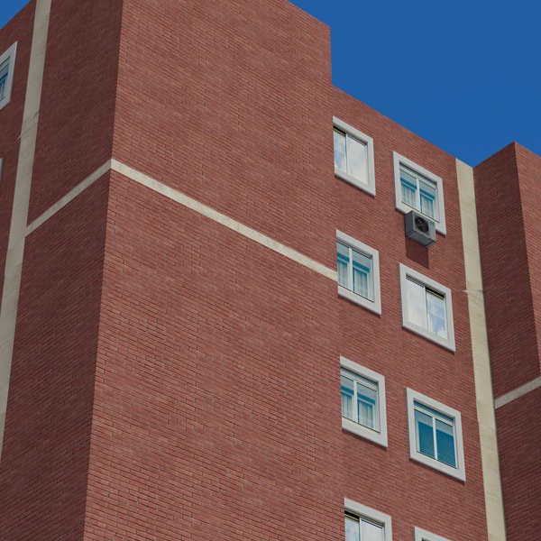 Building apartment with flat roof Low-poly 3D model_9