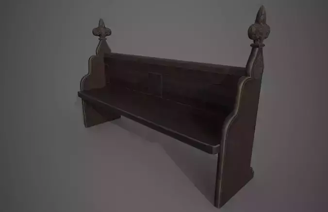 Gothic Bench Low-poly 3D model