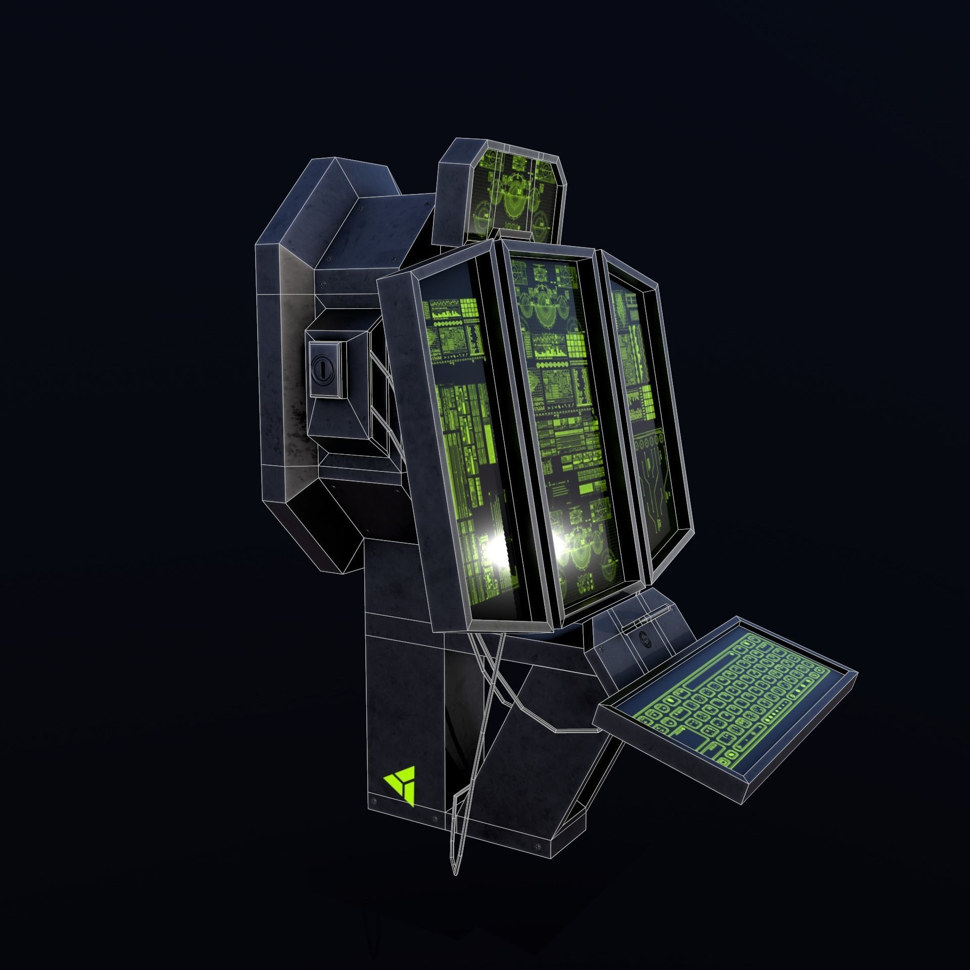 Sci-Fi Console-Computer 2 Low-poly 3D model_5