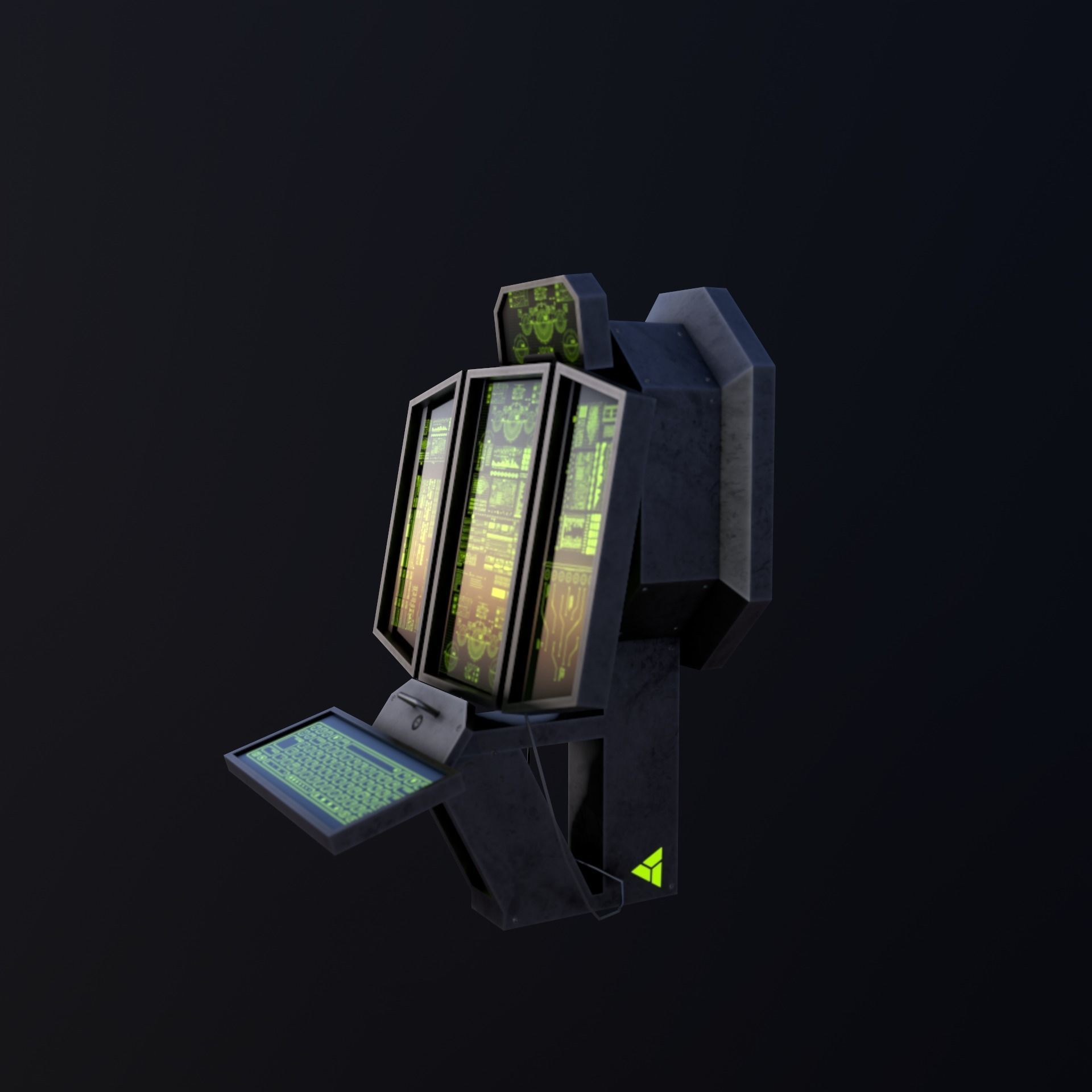 Sci-Fi Console-Computer 2 Low-poly 3D model_10