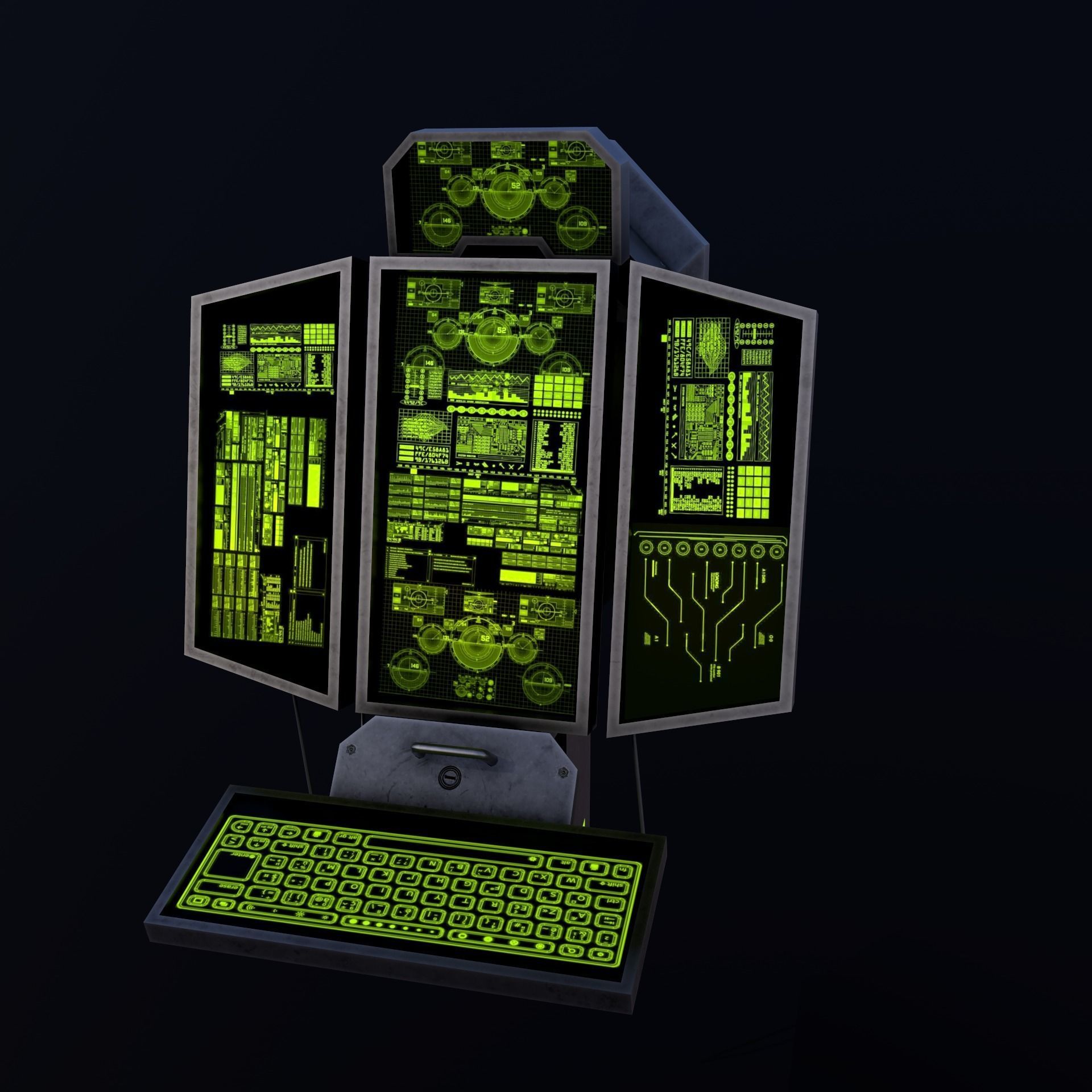Sci-Fi Console-Computer 2 Low-poly 3D model_11