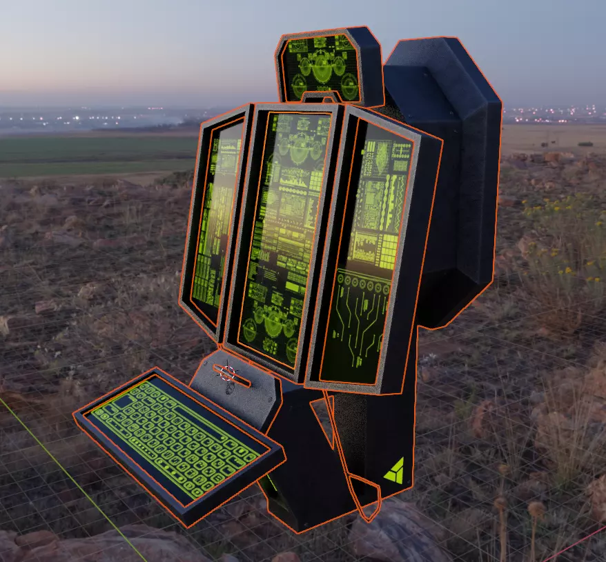 Sci-Fi Console-Computer 2 Low-poly 3D model_0